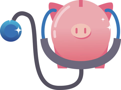 piggy bank and stethoscope