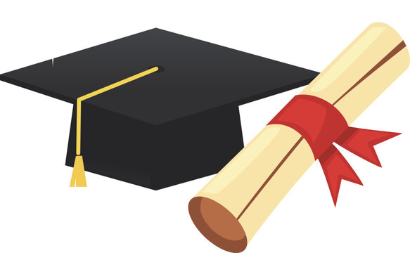 graduation cap and diploma