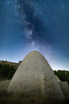The Milky Way and the Pozos de la Nieve in the Sierra Espu&ntilde;a Regional Park, Region of Murcia, Spain