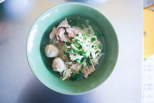 beef noodles or noodles, Chinese noodles or beef soup or meatball soup