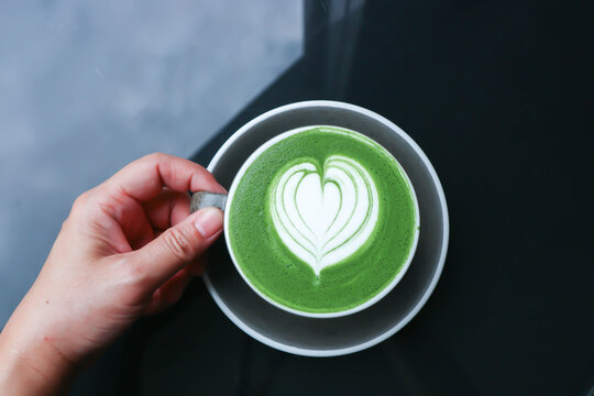 green tea or matcha green tea, milk green tea or matcha latte or matcha green tea latte