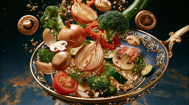 Fresh Vegetables in Motion for Cooking and Culinary Arts