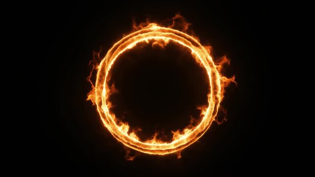 Glowing fire ring collapsing inward background animation