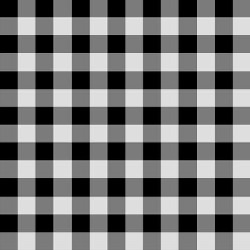 Classic black, gray, and white gingham checkered seamless pattern with a bold geometric grid, ideal for fabric, wallpaper, packaging, and stationery.