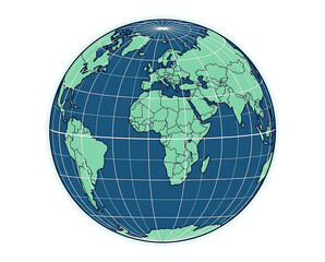 Fototapeta premium Pixelated Globe Showing Europe and Africa With Grid Overlay Representing Global Connections And Technology