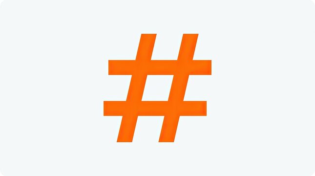 Orange hashtag symbol icon for social media marketing and digital communication design.