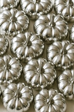 Halloween pumpkins background with metallic texture for holiday theme