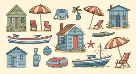 Obraz premium Beach Hut Summer Vacation Illustration Isolated Transparent Background