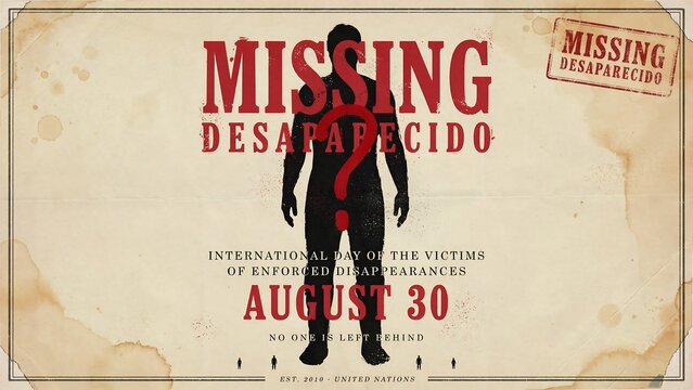 Missing person poster with silhouette and date august 30