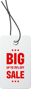 White retail price tag for big sale isolated on transparent background