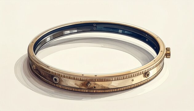 Vintage Metal Camera Lens Ring Isolated on White Background.