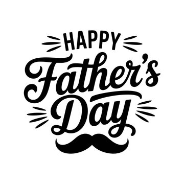 Happy father's day typography with mustache icon mustache typography