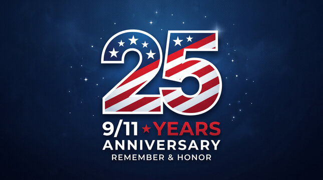 Glowing 9/11 memorial graphic for Patriot Day anniversary.