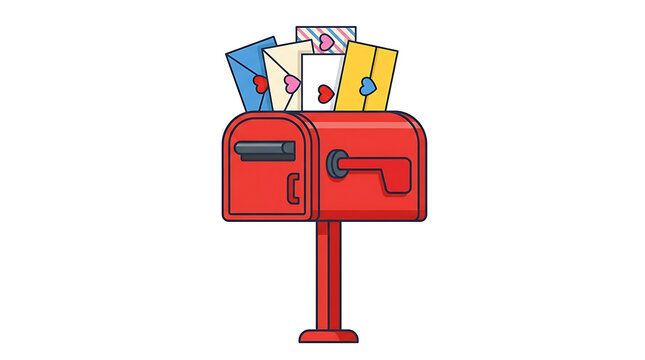 Retro Red Mailbox Overflowing With Colorful Envelopes and Letters Detailed Pixel Art Illustration