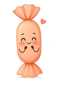 Cute smiling wrapped candy character illustration isolated on white Generative AI