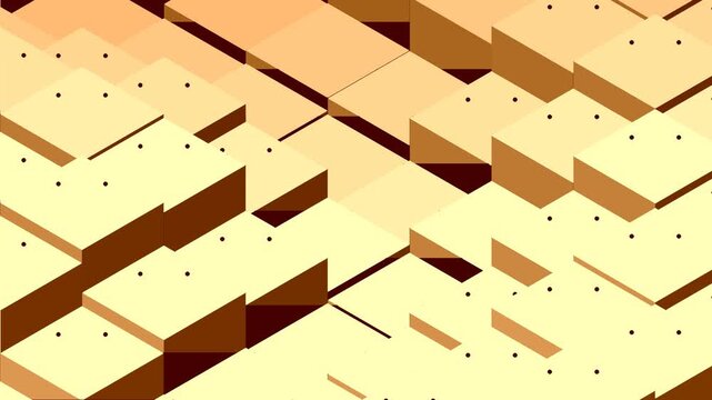 Cream Colored Three Dimensional Isometric Block Grid Background with Elevating Blocks and Small Dot Details Animation