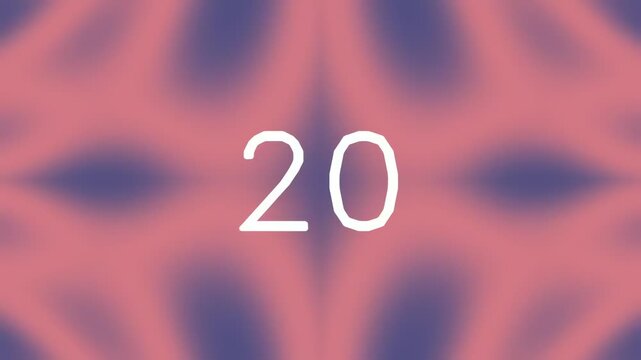Abstract pink and blue symmetrical pattern with number twenty