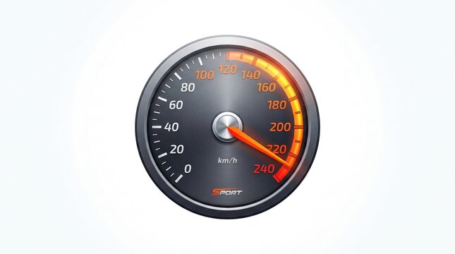 Car Speedometer Gauge Showing High Speed and Acceleration