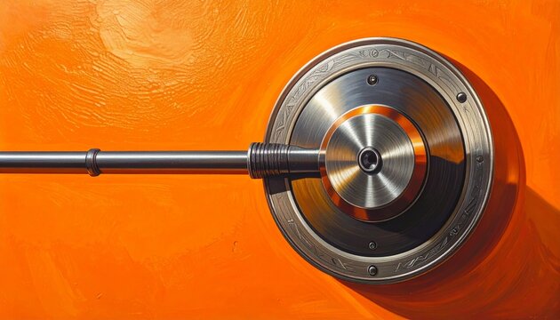 Close up of industrial metal wheel and shaft mechanism.