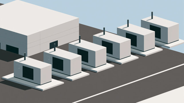 Backup generator row at a hyperscale data center campus