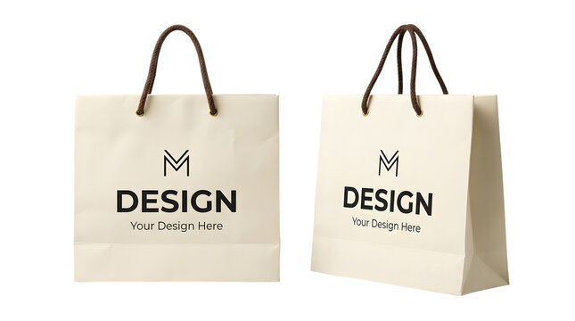 Eco friendly paper shopping bag branding mockup with shopping, branding
