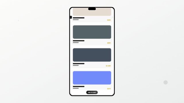 Mobile App Interface Scrolling Product Discovery Feed Animation