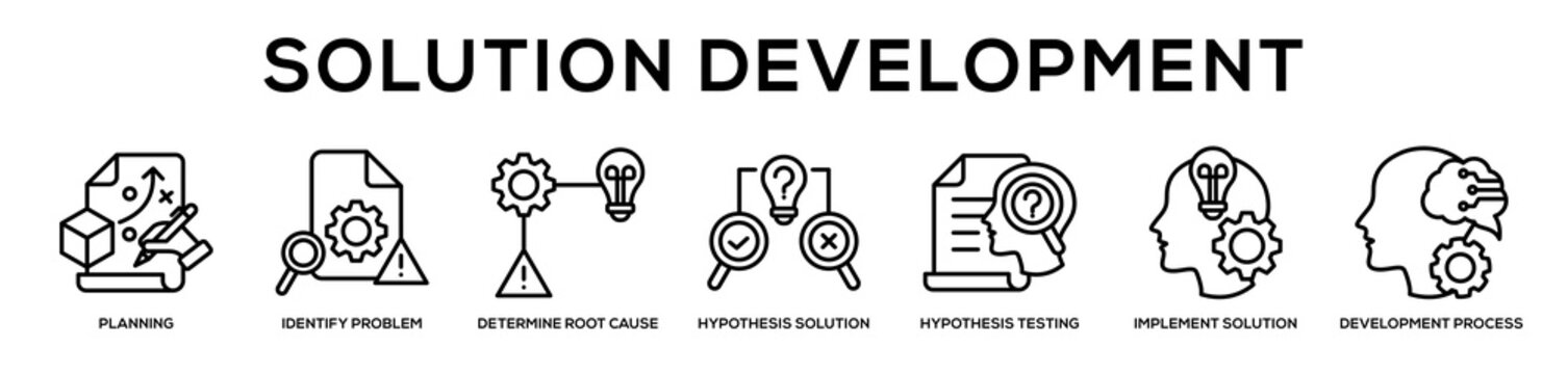 Solution Development web banner icon illustration concept