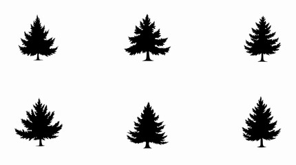 Fototapeta premium Forest trees set. tree silhouettes for winter forest landscape design, Mountain landscape. Mountains and coniferous forest. Christmas tree, fir-tree, pine, pine-tree 