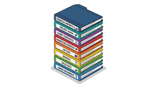Stack Of Colorful Books Arranged Vertically In A Row Displaying Different Cover Colors And Textures Educational Concept