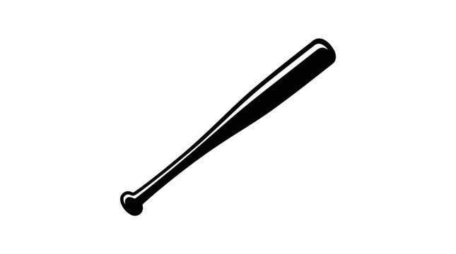 Simple black baseball bat silhouette design isolated on white background for sports and gaming marketing assets
