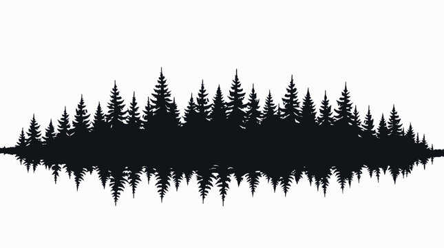 Forest trees set. tree silhouettes for winter forest landscape design, Mountain landscape. Mountains and coniferous forest. Christmas tree, fir-tree, pine, pine-tree
