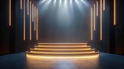 Naklejka premium Golden stage steps