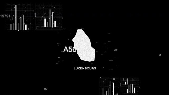 Luxumburg map animation showcasing economy, infrastructure, technology, population, energy, trade, and national development data for presentations, films, documentaries, and motion graphics.