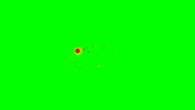 A vibrant red fractal pattern centered against a solid chroma key green background