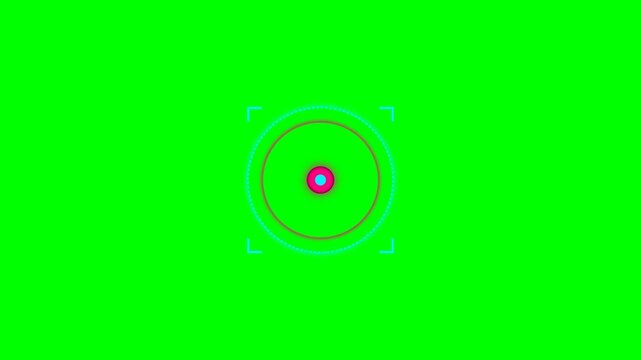 Digital camera autofocus reticle overlay on a solid bright green background