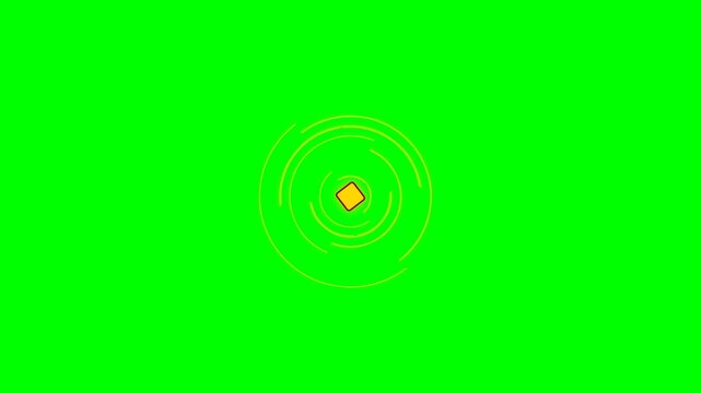 A small yellow square centered with radiating concentric light ring patterns