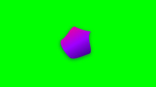 Vibrant purple and pink gradient pentagon shape on a bright green background