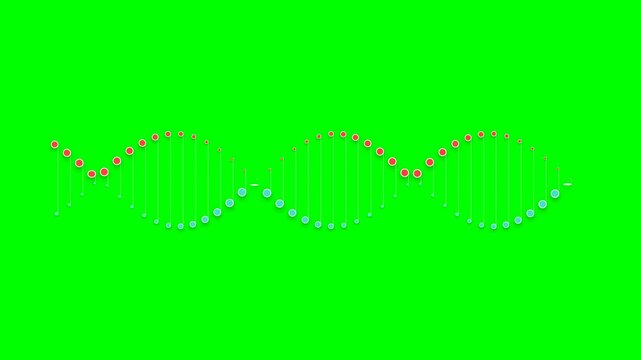 A stylized digital model of a dna double helix strand on a green background