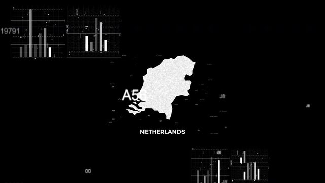 Neatherland map animation showcasing economy, infrastructure, technology, population, energy, trade, and national development data for presentations, films, documentaries, and motion graphics.