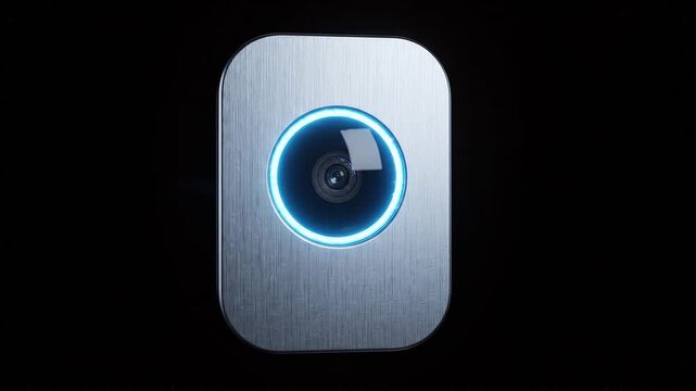 Modern Smart Home Doorbell Camera with Glowing Blue Light Ring Featuring Property Surveillance and Security Technology