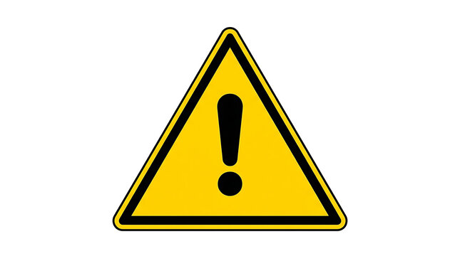 Yellow Warning Triangle With Black Exclamation Mark Symbol For Danger And Attention