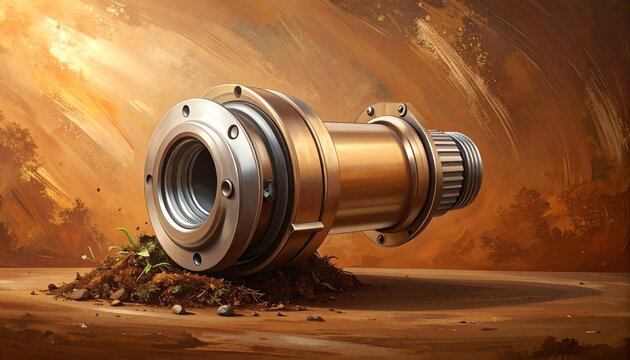 Futuristic Spacecraft Engine on Alien Terrain.
