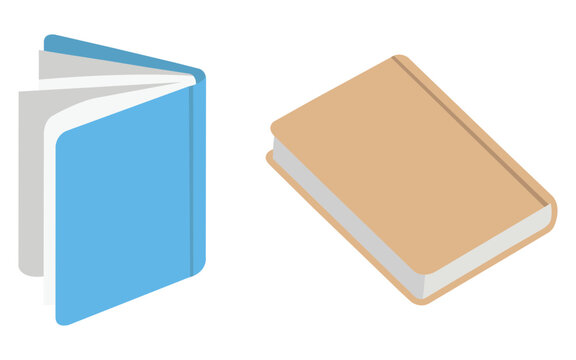 Two books, one open and one closed, flat vector icons