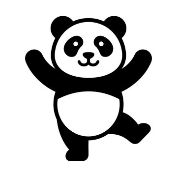 dancing panda bear glyph icon