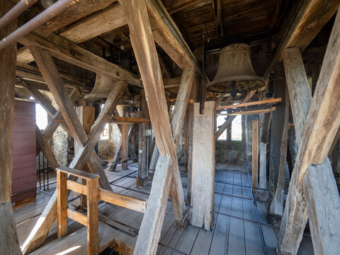 Harman fortified church belfry tower in Transylvania, Romania