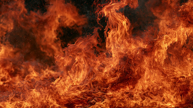 Blazing Fire Flames with Sparks on Black