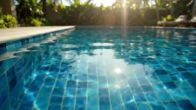 Tropical Resort Swimming Pool with Rippling Blue Water