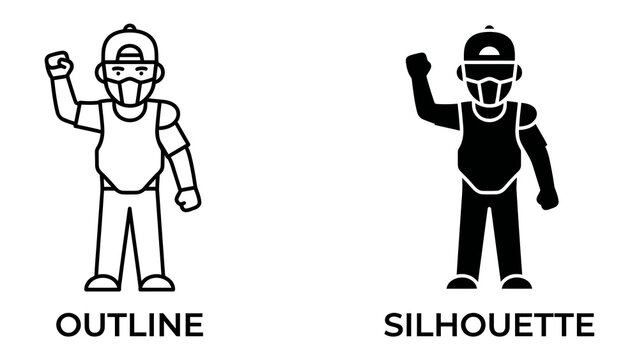 Protest Icon: A stylized representation of a person in protest, depicted as both an outline and a silhouette, with a raised fist symbolizing defiance and solidarity.
