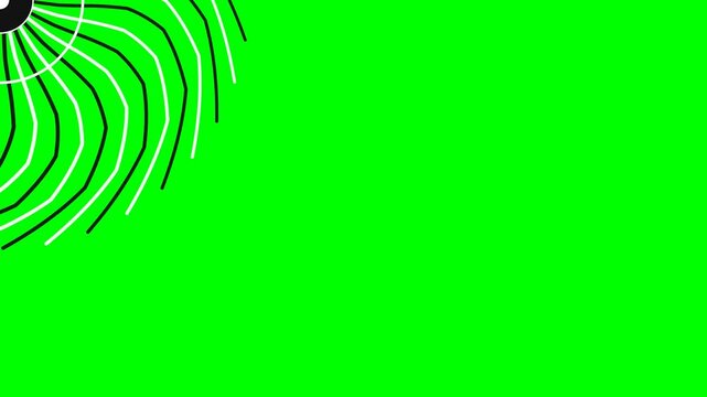 Abstract circular geometric lines radiating from a corner on green screen