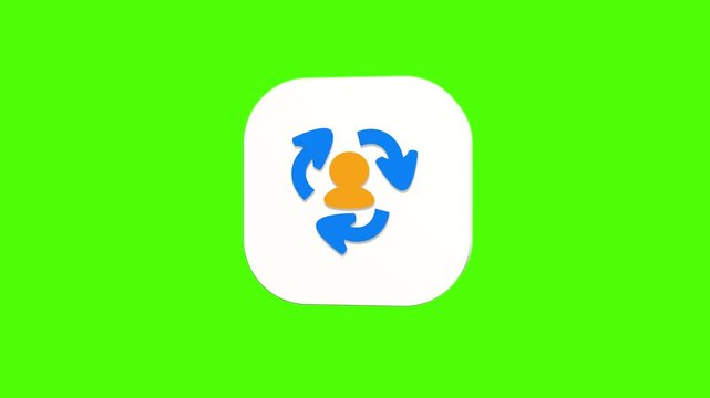 3D animated customer retention icon on a white rounded card with a green screen background. Smooth loop motion, perfect for mobile app UI, client loyalty, and video editing elements.